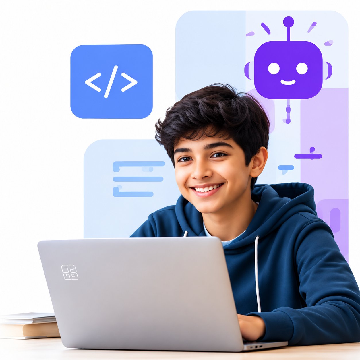 Student learning AI and Coding